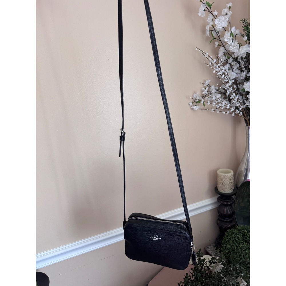 Coach Jes Crossbody Bag Black Pebbled Leather Camera Bag 87734